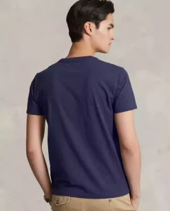 Granatowa koszulka z logo Custom Slim Fit