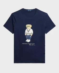 Granatowa koszulka z misiem Custom Slim Fit