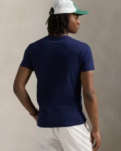 Granatowa koszulka z misiem Custom Slim Fit