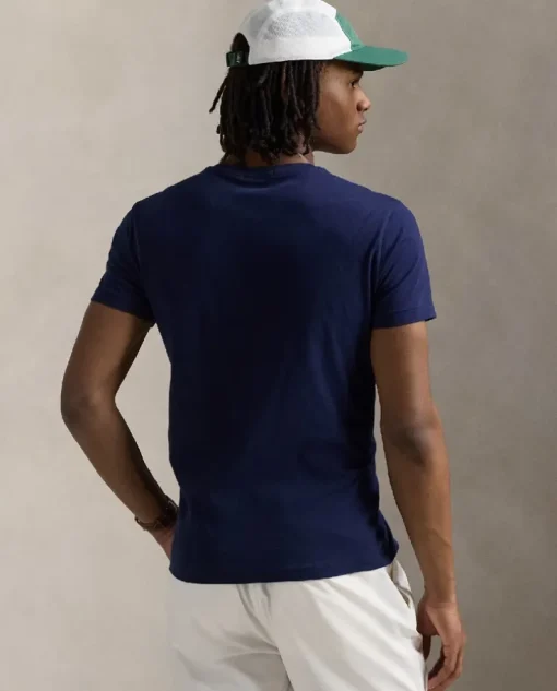 Granatowa koszulka z misiem Custom Slim Fit