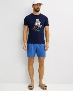 Granatowa koszulka z misiem Custom Slim Fit