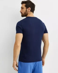 Granatowa koszulka z misiem Custom Slim Fit
