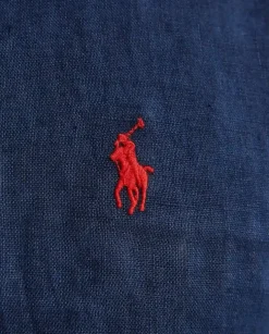 Granatowa lniana koszula z logo