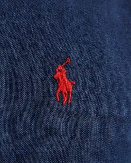 Granatowa lniana koszula z logo