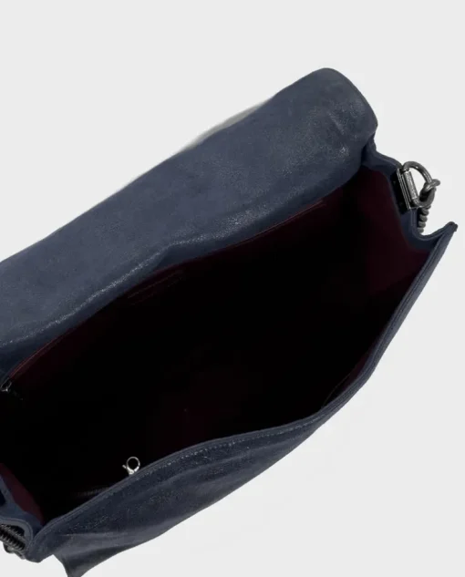 Granatowa skórzana torebka na ramię