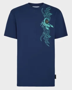 Granatowa t-shirt z nadrukiem Scorpion