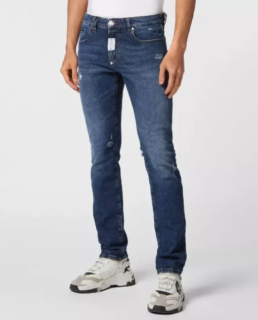 Granatowe jeansy Super Fit