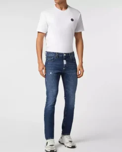 Granatowe jeansy Super Fit