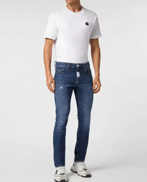 Granatowe jeansy Super Fit
