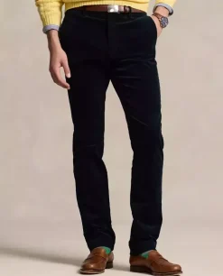 Granatowe sztruksowe spodnie Stretch Slim Fit