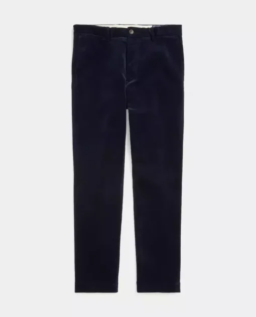 Granatowe sztruksowe spodnie Stretch Slim Fit