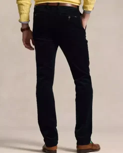 Granatowe sztruksowe spodnie Stretch Slim Fit