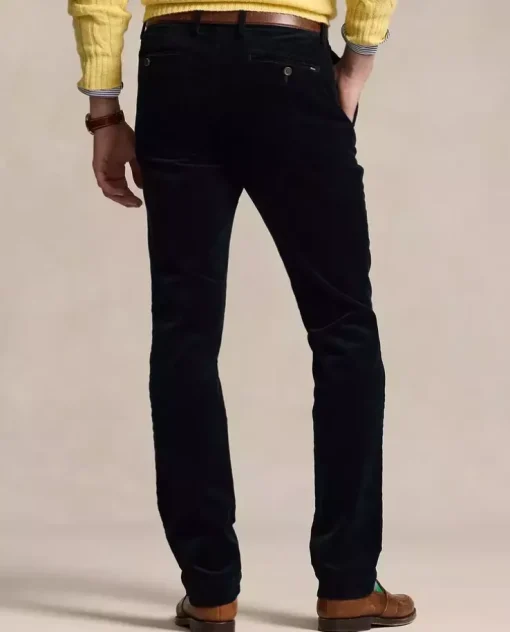 Granatowe sztruksowe spodnie Stretch Slim Fit