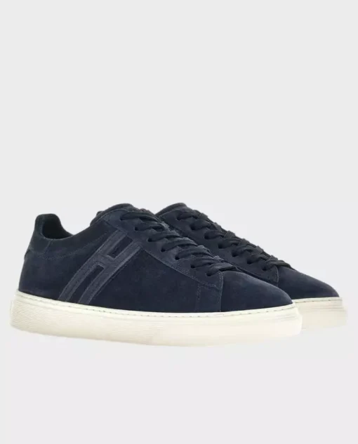Granatowe zamszowe sneakersy