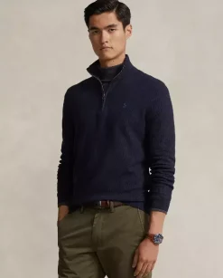 Granatowy dzianinowy sweter Regular Fit