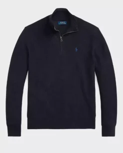 Granatowy dzianinowy sweter Regular Fit
