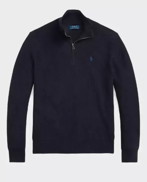 Granatowy dzianinowy sweter Regular Fit
