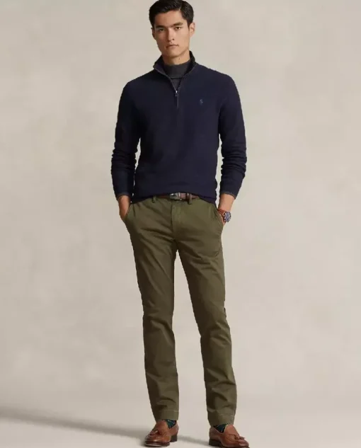Granatowy dzianinowy sweter Regular Fit