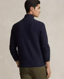 Granatowy dzianinowy sweter Regular Fit