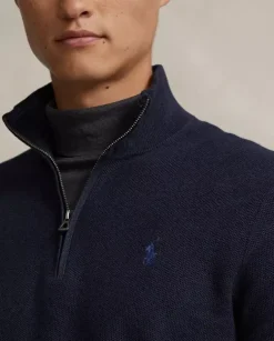Granatowy dzianinowy sweter Regular Fit