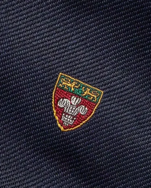 Granatowy jedwabny krawat z herbem