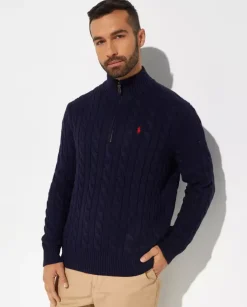 Granatowy sweter z bawełny