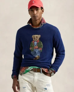 Granatowy sweter z misiem