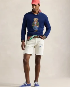 Granatowy sweter z misiem