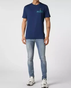 Granatowy t-shirt Iconic z logo