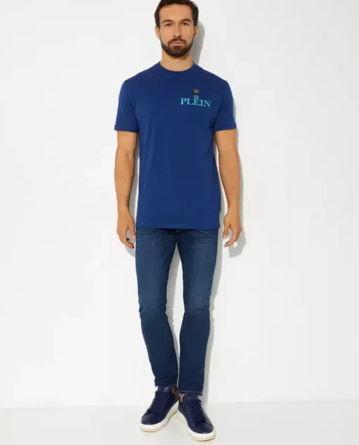 Granatowy t-shirt Iconic z logo
