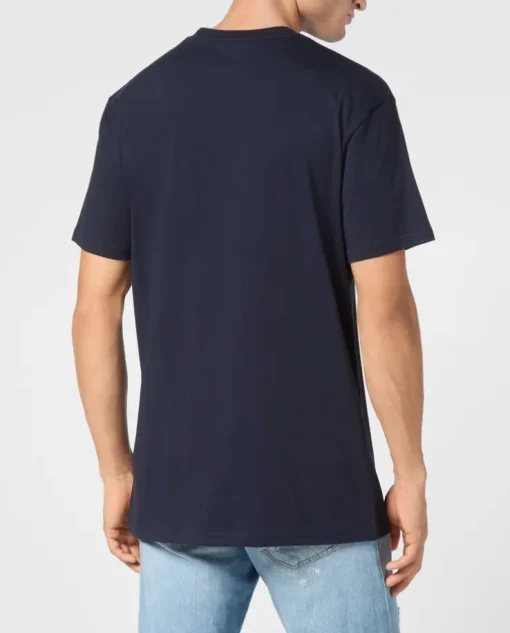 Granatowy T-shirt z detalem