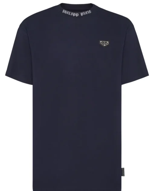 Granatowy T-shirt z detalem