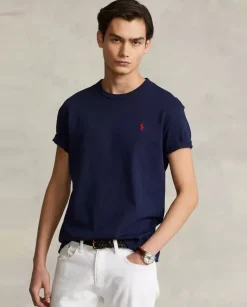 Granatowy t-shirt z logo Regular Fit