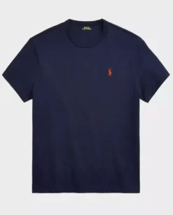 Granatowy t-shirt z logo Regular Fit