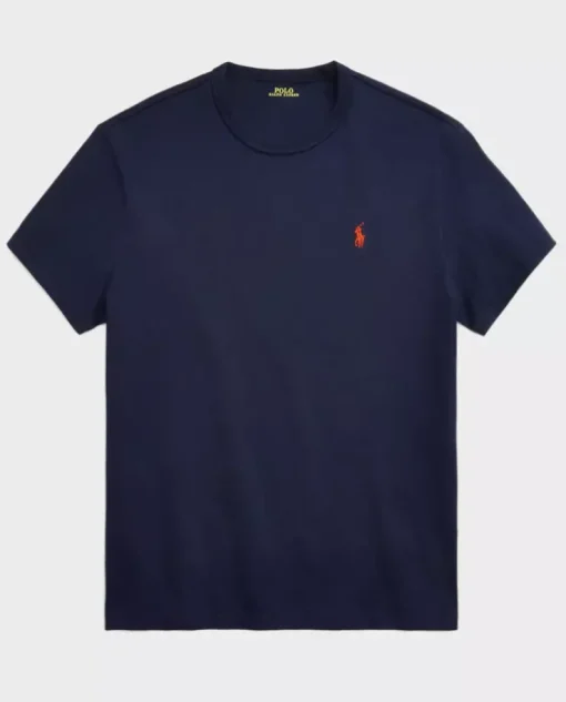 Granatowy t-shirt z logo Regular Fit