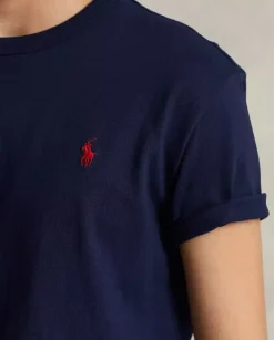 Granatowy t-shirt z logo Regular Fit