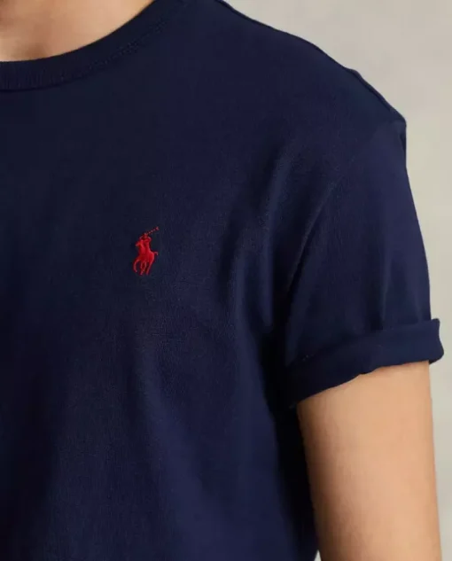 Granatowy t-shirt z logo Regular Fit