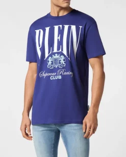 Granatowy t-shirt z okrągłym dekoltem