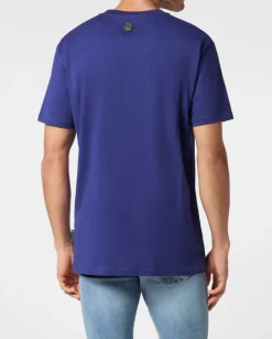 Granatowy t-shirt z okrągłym dekoltem