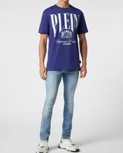 Granatowy t-shirt z okrągłym dekoltem