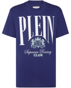 Granatowy t-shirt z okrągłym dekoltem