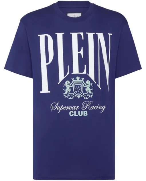 Granatowy t-shirt z okrągłym dekoltem