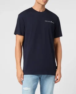 Granatowy T-shirt z printem