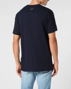 Granatowy T-shirt z printem