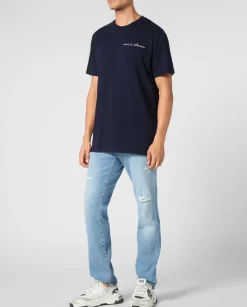 Granatowy T-shirt z printem