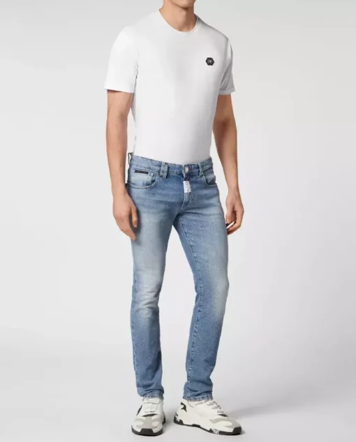 Jasno niebieskie spodnie jeansowe Super Fit