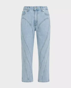 Jasnoniebieskie jeansy z przeszyciami