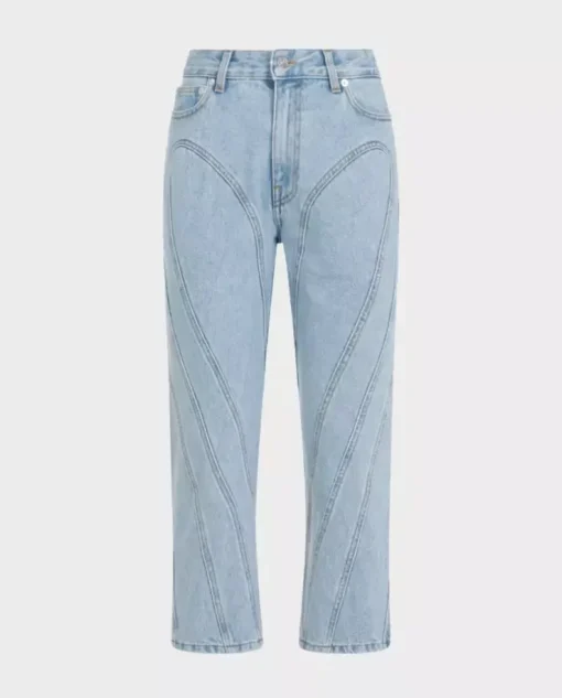 Jasnoniebieskie jeansy z przeszyciami