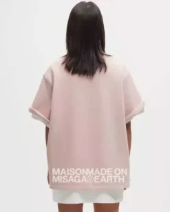 Jasnoróżowa bluza oversize z krótkim rękawem