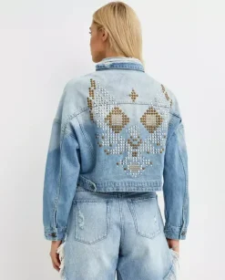 Jeansowa kurta z ćwiekami